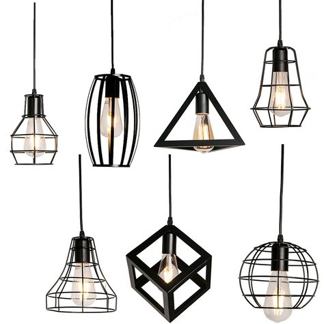 Iron Pendant Light, Room Master, Black Cage, Cage Pendant Light, Modern Pendant Lamps, Iron Pendant, Retro Lamp, Industrial Pendant Lights, Industrial Pendant