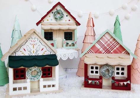 Christmas Village Painting Ideas, Paper Village, Crafts Wreaths, Diy Nativity, Diy Christmas Village, Wood Houses, Christmas Crafty, Ideas Navidad, Christmas Houses