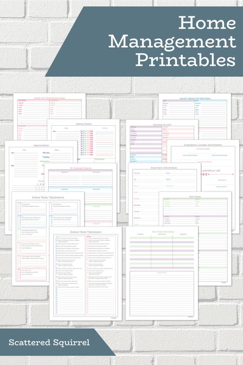 This collection of home management printables was designed to help make managing your home a little easier. Home Maintenance Log Free Printables, Free Home Management Printables, Free Home Management Binder Printables, Home Organization Binder Printables Free, Home Management Binder Free Printables Templates, Household Binder Printables Free, Home Binder Free Printables, Home Management Binder Free Printables, Family Binder Printables