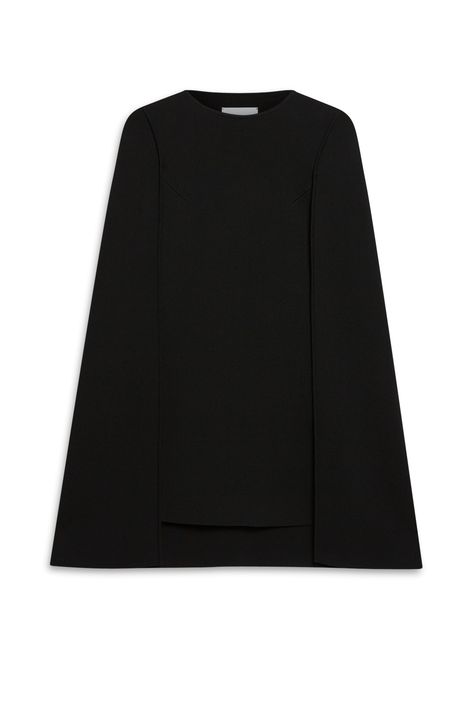 C3262974-CREPE-KNIT-CAPE-DRESS-BLACK-SCANLANTHEODORE-0_1680066518 Detailing Drawing, Black Cape Dress, Knit Dresses, Black Cape, Scanlan Theodore, Knitted Cape, Cape Sleeves, Cape Dress, Knit Dress