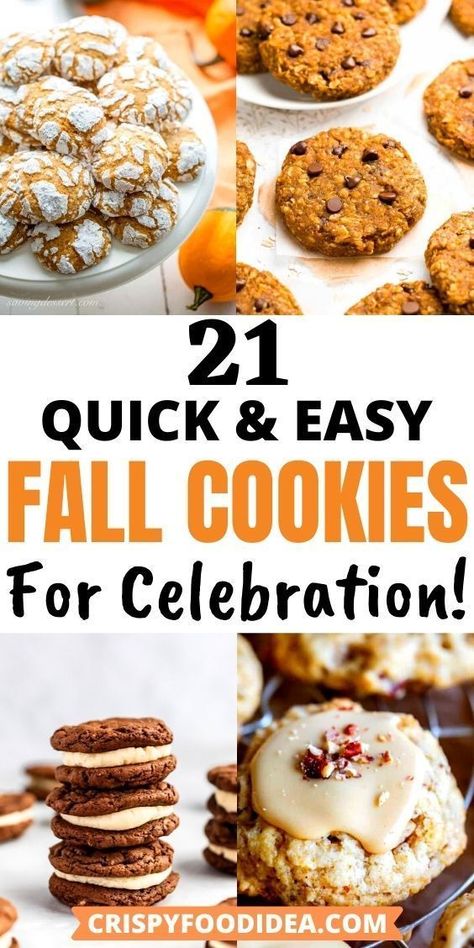 Fall Harvest Desserts, Cozy Fall Dessert Recipes, Best Fall Cookies Recipes, Fall Themed Cookies Easy, Thanksgiving Dessert Ideas Cookies, Fall Treats To Make With Kids, Fall Drop Cookies, Fall Finger Food Desserts, Fall Flavor Cookies