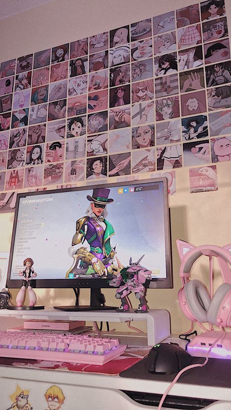 ♡ 𝑚𝑦 𝑠𝑒𝑡𝑢𝑝 𝑢𝑤𝑢 ♡ #gamergirl #cutesetup #pink #razerquartz #kawaii #anime #weeb #aesthetic ↳ some product links stand- https://www.amazon.com/gp/product/B07KK6RXS2/ref=ppx_yo_dt_b_asin_title_o01_s00?ie=UTF8&psc=1 headset- https://www.amazon.com/gp/product/B07XYPXB9Q/ref=ppx_yo_dt_b_asin_title_o09_s01?ie=UTF8&psc=1 Geek Bedroom, Geek Room, Kawaii Bedroom, Otaku Room, Gamer Room Decor, Video Game Room Design, Anime Decor, Anime Room, Girl Bedroom Designs