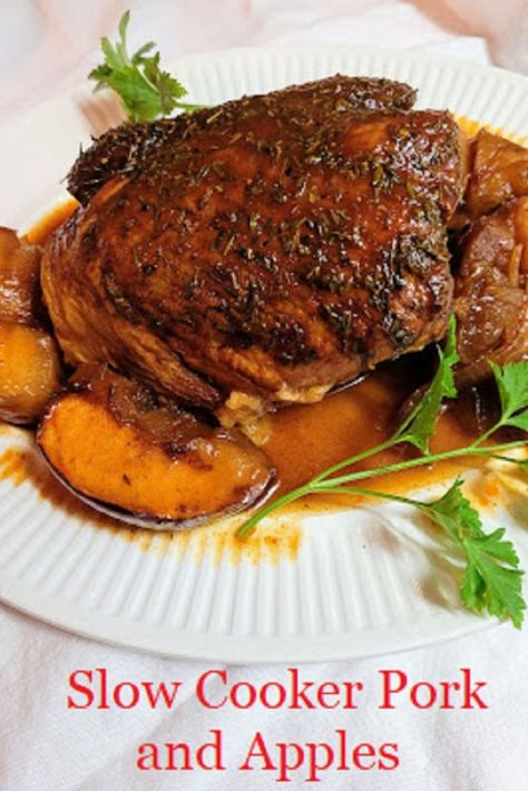 Apple Pork Roast Crock Pot, Pork Apples Onions Crockpot, Slow Cooker Pork Roast With Apples, Pork Shoulder Roast Crock Pot Slow Cooker Apple Cider, Boston Pork Butts In The Crock Pot, Slow Cook Pork Roast, Apple Crockpot Recipes, Pork And Apple Sauce, Pork And Apples