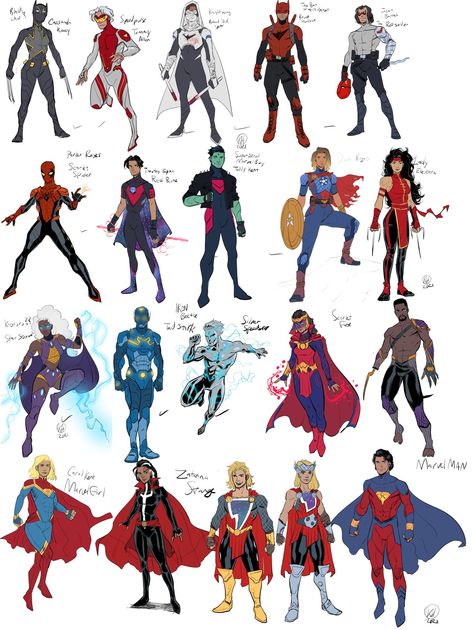 Kal on Twitter: "Alright! so this will be a bit of an info thread on our fan made Amalgam Comics anthology! So it started as me just doing some of my own ideas and designs for some new amalgam characters. These were all of my initial designs!… https://t.co/kkBLwXwXPr" Dc Robin Redesign, Super Hero Art, Villain Ideas, Marvel Redesign, Crossover Comic, Amalgam Comics, Comic Fanart, Superhero Designs, Hero Design