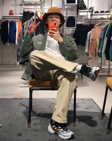 Funkie House on Instagram: “Goodmorning from @groovy_liu ✌🏻 Love his outfit? We are open from 12:00 till 17:30 today! 🙋🏻‍♂️ . . . #shoppingsunday #saucony #carharttwip…” We Are Open, Love Him, Khaki Pants, Good Morning, Pants, On Instagram, Instagram, Trousers