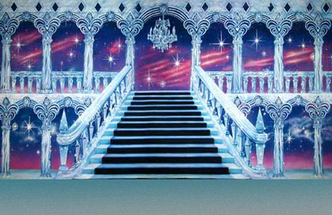 cinderella ballroom Ballroom Cinderella, Cinderella Ballroom, Red Stairs, Theatre Backdrops, Castle Backdrop, Castle Background, Fancy Skirts, Girls Birthday Party Decorations, Wedding Backdrop Design