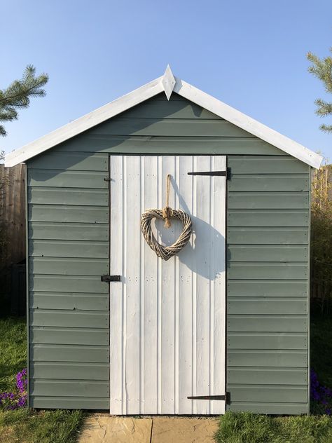 Cuprinol Old English Green, Paint Garden Shed, Shed And Fence Colour Ideas, Cuprinol Olive Garden, Garden Shed Colours Ideas, Garden Shed Paint Ideas, Cuprinol Wild Thyme, Shed Colours Ideas, Painted Sheds Ideas Colour