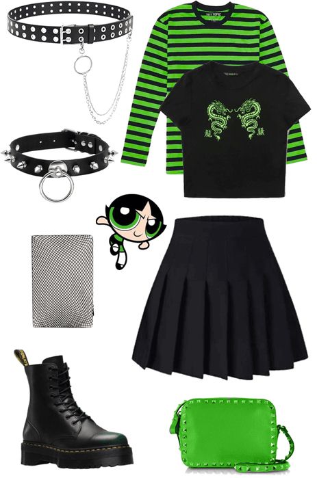 Buttercup Outfit Ideas, Buttercup Outfit, Buttercup Powerpuff Girl, Green Headband, Powerpuff Girl, Power Puff, Alvin And The Chipmunks, Puff Girl, Outfit Maker