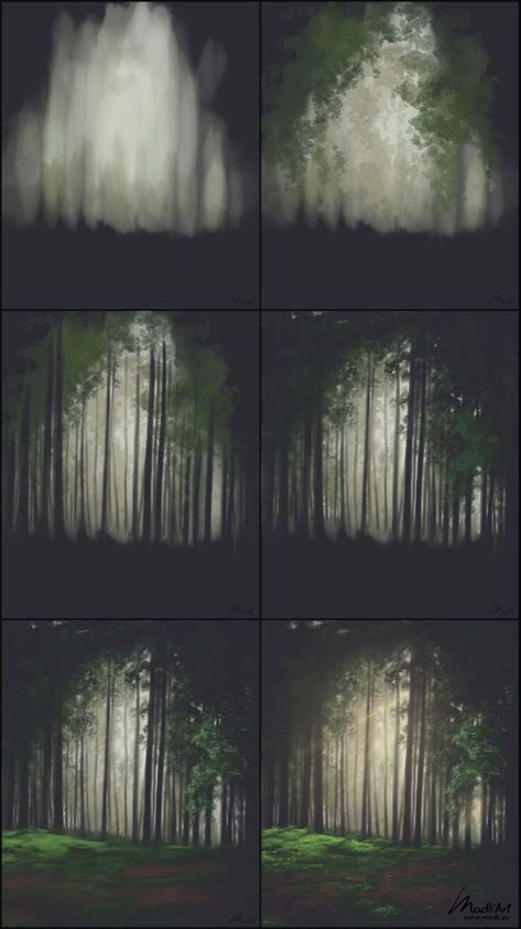 Forest Digital Painting, Nature Sketchbook, Illustration Fantasy, Lush Forest, Blond Amsterdam, Color Study, Evening Light, Forest Painting, Concept Art Drawing