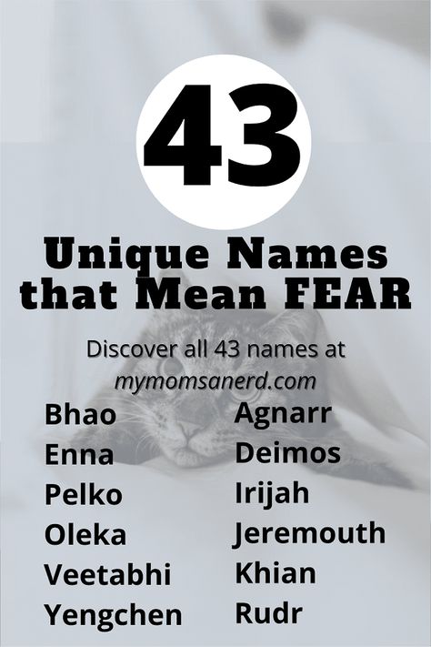 Send a shiver down your spine with our names that mean fear! These spooky, creepy, frightful names range from normal to quirky to unique ideas from other cultures. Names That Mean Fear, Names Meaning Nightmare, Edgy Names, Scandinavian Names, Popular Baby Boy Names, Roman Myth, Norse Words, Sanskrit Names, Nerdy Baby