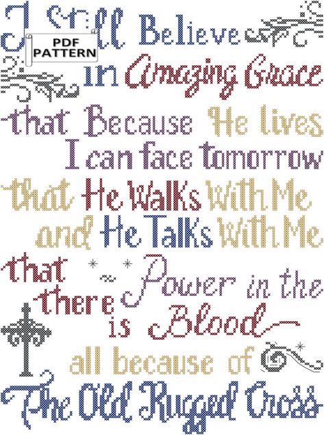 I still believe in Amazing Grace Old Rugged Cross counted cross stitch PDF pattern for immediate download, Religious cross stitch chart by oneofakindbabydesign on Etsy Amazing Grace Cross Stitch, Free Cross Stitch Patterns To Download, Christian Cross Stitch Patterns Free, Cross Stitch Monogram Patterns, Religious Cross Stitch Patterns, Amazing Grace Cross, Christian Cross Stitch Patterns, Rugged Cross, Christian Cross Stitch