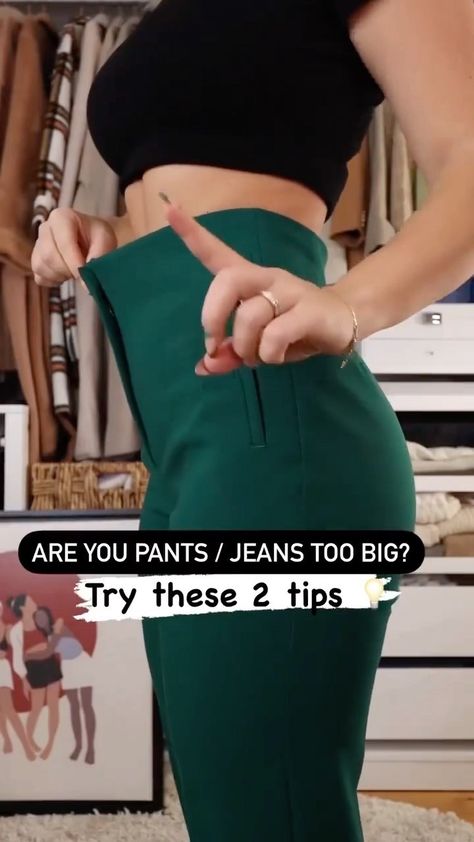 Jeans Too Big, Altering Jeans, Big Jeans, Big Pants, Diy Clothes Design, Elegant Feminine, Influencers Fashion, Fashion Hacks Clothes, Clothing Hacks