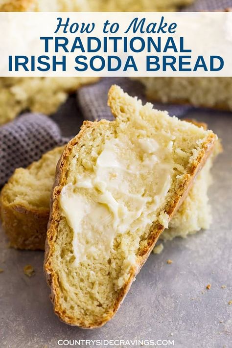 Homemade Irish Soda Bread with blue napkin. Easy Irish Soda Bread, Benefits Of Baking Soda, Irish Bread, Traditional Irish Soda Bread, Soda Bread Recipe, Irish Soda Bread Recipe, No Rise Bread, Irish Soda, Irish Soda Bread