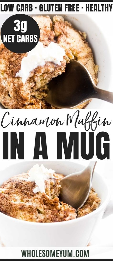 Muffin In A Mug Recipe, Low Carb Muffin, Mug Muffin, Low Sugar Dinners, Flax Seed Muffins, Mug Recipe, Muffin In A Mug, Low Fat Low Carb, Low Carb Low Fat Recipes