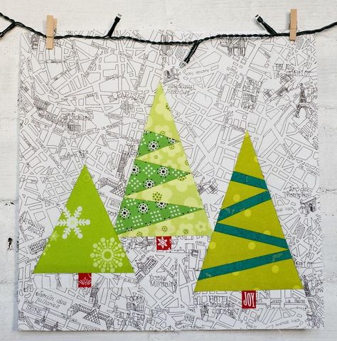 Paper Pieced Christmas Trees - Christmas sewing means learning how to make free quilt patterns that feature all of your favorite holiday characters and motifs. Get started with sewing up some cheer when you download the free printable quilt block pattern for the Paper Pieced Christmas Trees. This modern quilting pattern is an adorable way to add some stylish holiday quilting cheer to your own. Christmas Tree Quilt Pattern, Modern Christmas Quilt, Tree Quilt Pattern, Tree Quilts, Christmas Tree Quilt, Christmas Blocks, Christmas Quilt Patterns, Fabric Christmas Trees, Theme Nature