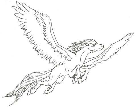 Pegasus Coloring Pages, Pegasus Drawing, Flying Pegasus, Pegasus Flying, Winged Horse, Unicorns And Mermaids, Horse Coloring Pages, Sketches Tutorial, Horse Drawings