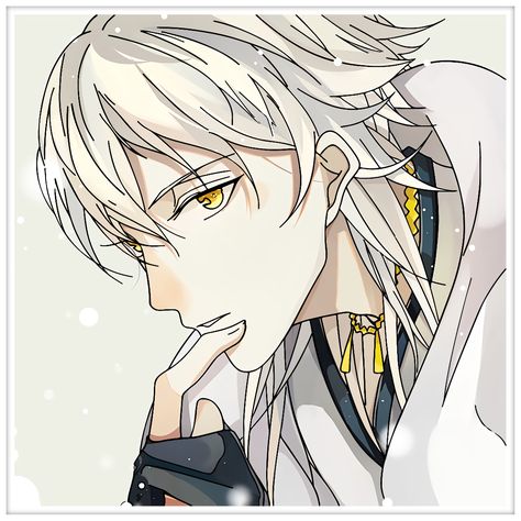 White Hair Yellow Eyes, White Hair Anime, Tsurumaru Kuninaga, Anime Fan Art, Hair Yellow, Anime Guy, Hair Anime, Gold Eyes, Yellow Eyes