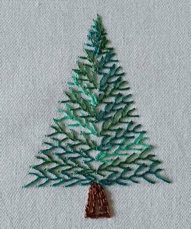 fir tree embroidery - feather stitch French Knot Embroidery Tree, Feather Stitch Embroidery Design Flower, Double Feather Stitch Embroidery Design, Feather Embroidery Design Patterns, Feather Stitch Embroidery Motifs, Fishbone Stitch Embroidery Design, Feather Stitch Design, Feather Stitch Embroidery Design, Feather Stitch Embroidery