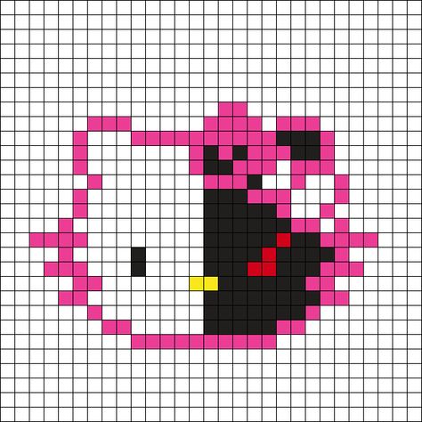 Hello Kitty Monokuma Perler Bead Pattern | Bead Sprites | Characters Fuse Bead Patterns Modele Pixel Art, Graph Paper Drawings, Easy Pixel Art, Pixel Art Templates, Pattern Maker, Pixel Drawing, Diy Perler Bead Crafts, Hello Kitty Coloring, Pixel Art Grid