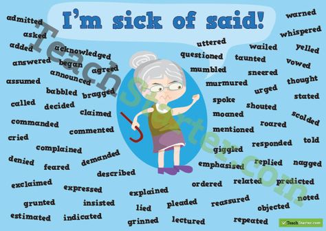 I'm sick of said! Words Other Than Said, Said Synonyms, Instead Of Said, Other Words For Said, Words Instead Of Said, Synonym Posters, 5th Grade Writing, Writing Folders, College Writing