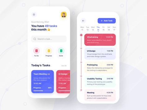 Task Management App UI Design | To-do list | Task | Schedule by Rifat Sarkar for Rinex on Dribbble To Do List Web Design, To Do List App Design, Creative List Design, List Ui Design Mobile, Schedule App Design, Best To Do List App, Task Management Ui, List Template Design, List Ui Design