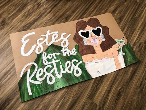 More and more banners 🏔️✨🤍 Kraft Paper Banner, Banner Painting, Dorm Paintings, Statesboro Georgia, Painted Banners, Painted Banner, Cute Banner, Bachelorette Banner, Preppy Decor