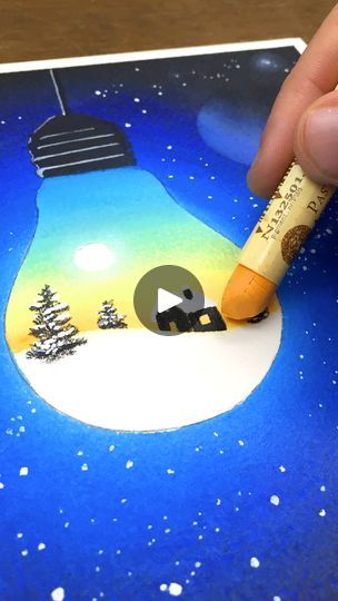 1.2M views · 29K reactions | Take a look at the evolution of this drawing ... ❄️✍️ 
#SnowyLandscape #ArtTutorial #DayAndNight #winteriscoming #drawing #art #oilpastel #lightbulb #artoom | Art Room FR Christmas Paintings, Pastel Painting, Christmas Watercolor, Winter Is Coming, Art Journaling, Drawing Art, Oil Pastel, Art Room, Drawing Tutorial