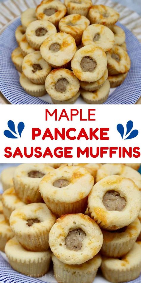 Maple Pancake Sausage Mini Muffins Recipe - Grace Like Rain Blog Pancake Sausage Muffins, Hungry Jack Pancakes, Stovetop Appetizers, Pancake Sausage, Mini Muffin Recipe, Sausage Muffins, Pancake Mix Recipes, Cozy Weekend, Muffin Tin Recipes