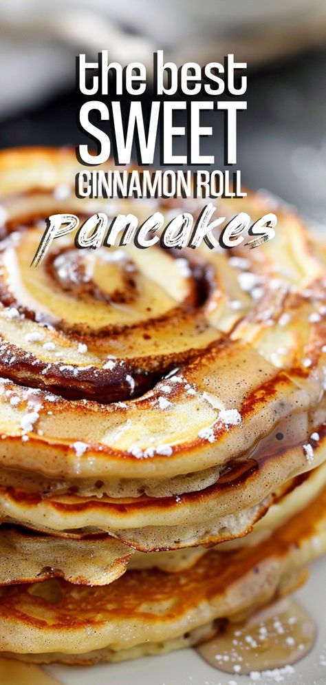 Flavor Pancake Recipe, Pancake Recipe Cinnamon Roll, Denny's Cinnamon Roll Pancakes, Brownie Mix Pancakes, Apple Cinnamon Pancakes Easy, Pancake Meal Ideas, Cinnamon Toast Crunch Pancakes, Pancake Cinnamon Rolls, Cinnamon Roll Breakfast Ideas