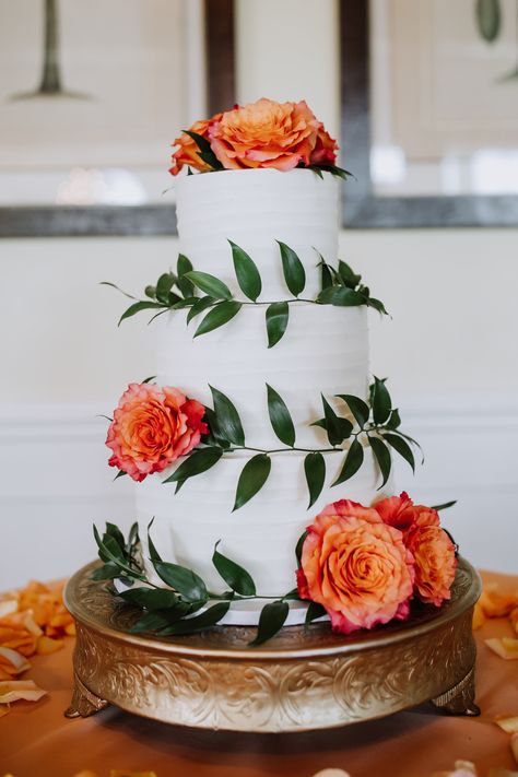 Sunset Roses Wedding, Wedding Cake Sunset, Sunset Wedding Cake, Sunset Wedding Theme, Sunset Cake, Small Simple Wedding, Enchanted Forest Wedding Theme, Anniversary Reception, Orange Wedding Cake