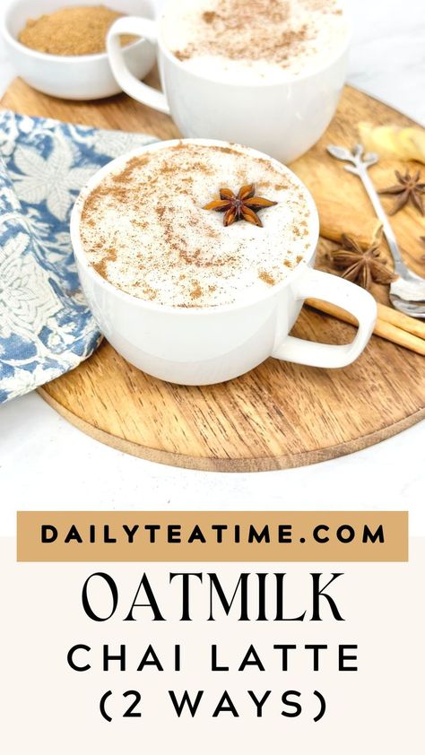 Oatmilk Chai Tea Latte, Chi Tea Latte Recipe, Vegan Tea Recipes, Spiced Tea Recipe, Best Coconut Milk, Creamy Oat Milk, Chai Recipes, Homemade Chai Tea, Spicy Tea