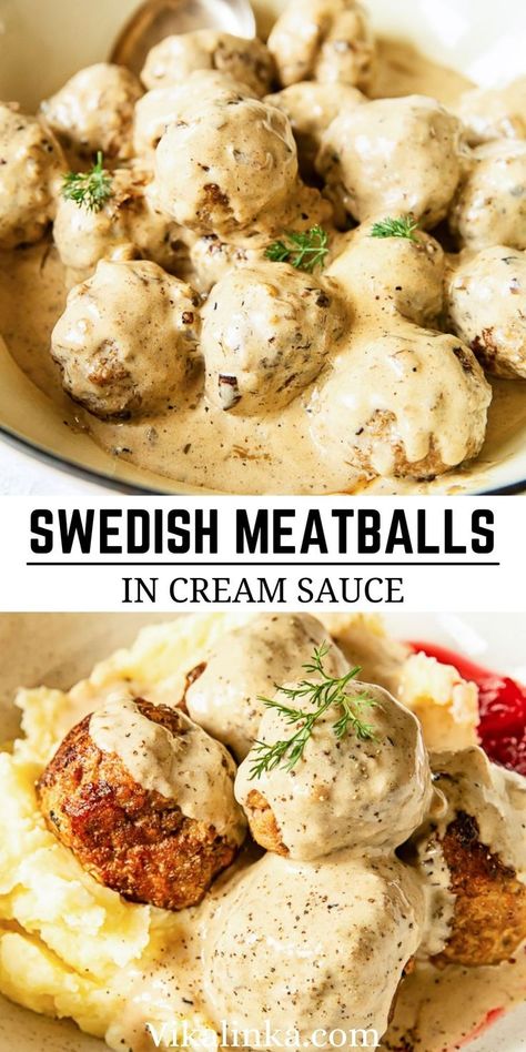 Italian Recipes With White Sauce, Meatballs Creamy Sauce, Creamy Pasta Meatballs, Meatballs In Cream Sauce Recipe, White Meatball Sauce, Dairy Free Meatball Sauce, Ikea Meatballs Recipe Sauces, Meatballs In Cheese Sauce, Chicken Swedish Meatball Recipe