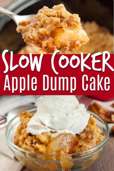 Dessert is even easier when you make this Crockpot Apple Dump Cake Recipe for the perfect fall dessert. The slow cooker does all the work! Crockpot Apple Dump Cake, Crockpot Cake, Apple Dump Cake Recipe, Apple Dump Cake, Crockpot Apple, Slow Cooker Apple, Dump Cake Recipe, Crockpot Dessert Recipes, Slow Cooker Recipes Dessert