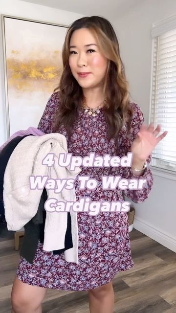 Sandy on Instagram: "Comment “WANT CARDIGANS” to get links to these outfits sent to your DM!!! 4 updated ways to wear your cardigans this Fall!! Loving all of these cardigans from @oldnavy and they are having 40% off sitewide right now!! #oldnavy #oldnavystyle #cardiganstyle #fallfashion #oldnavysale" Layering Cardigan Outfit, Large Cardigan Outfit, Ways To Style A Cardigan, Dress With Cardigan Outfit, Ways To Wear A Cardigan, Chunky Cardigan Outfit, Best Cardigans, Chunky Cardigan, Cardigan Outfits