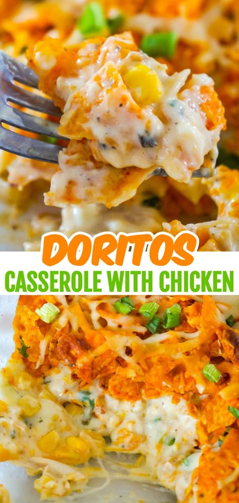 Casserole Doritos, Doritos Casserole, Casserole With Chicken, Doritos Chicken, Crockpot Recipes Mexican, Chicken Casserole Dinners, Dorito Casserole, Creamy Chicken Casserole, Nacho Chips