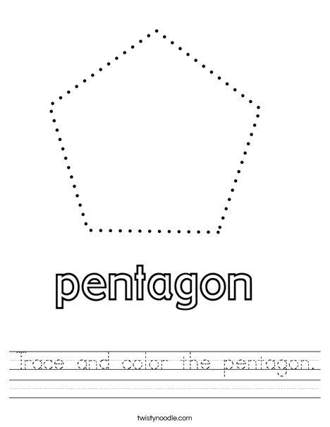 Trace and color the pentagon Worksheet - Twisty Noodle Pentagon Tracing Worksheet, Preschool Activities At Home, Transportation Worksheet, Trace And Color, Tracing Lines, Twisty Noodle, Sign Language Alphabet, Sorting Games, Pentagon Shape