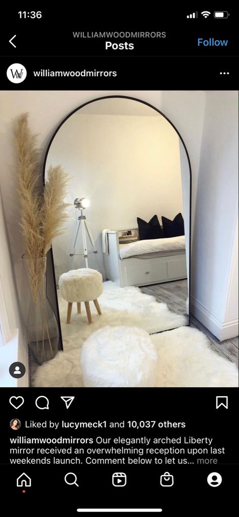 Mirror Nook, Nook In Bedroom, Mirror Rug, Nook, Bedroom Ideas, Oversized Mirror, New Homes, Room Decor, Rug