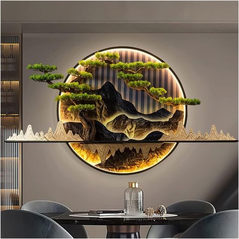 Paintings With Light, Cash Background, Lamp Background, Wall Hanging Lamp, Zen Furniture, 3d Wall Art Sculpture, Chinese Wall, Wal Art, Wooden Front Door Design