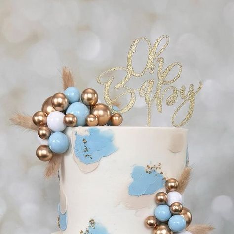 Ells Sweet Treats | Custom Cakes on Instagram: "Oh baby! . . . #ellssweettreats #babyshowercake #buttercreamcakes #babyshowerideas #cakedecorating #ohbabycake #itsaboy #katytxbaker #katytxcakes" Welcome Baby Boy Cake, Blue And Gold Cake, Blue Baby Shower Cake, Welcome Baby Cake, Gold Cake, Katy Tx, Blue Baby Shower, Oh Baby, October 1