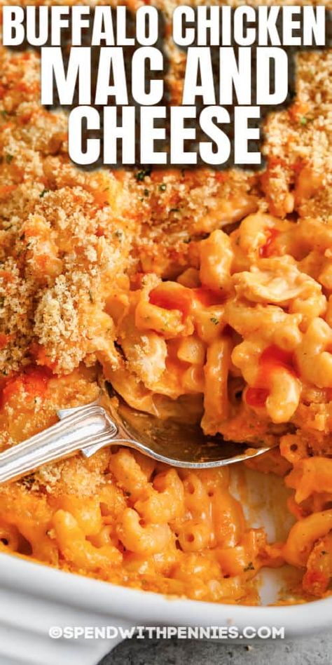 Cheese Chicken Pasta, Buffalo Chicken Mac And Cheese, Creamy Casserole, Buffalo Mac And Cheese, Chicken Mac And Cheese, Baked Mac And Cheese Recipe, Classic Meatloaf Recipe, Homemade Lasagna, Baked Mac N Cheese