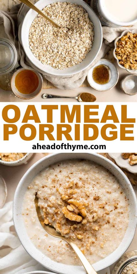 Oat Porridge Hot Porridge Recipes, Creamy Porridge Recipe, Creamy Oats Porridge, Hot Oats Recipes, Oat Porridge Recipe Healthy, Best Porridge Recipe, Morning Porage, Porridge Oats Recipes, Whole Oats Recipe