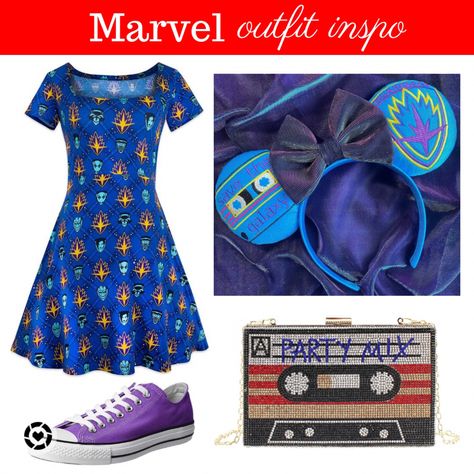 Guardians Of The Galaxy Disneybound, Galaxy Inspired Outfits, Disneyworld Outfit, Marvel Style, Galaxy Outfit, Galaxy Dress, Disney Bounding, Party Mix, Disney Marvel