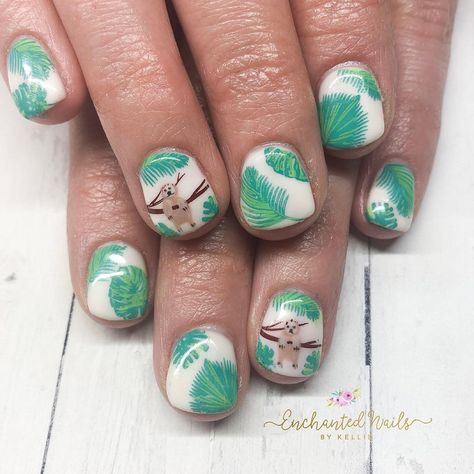 Sloth Nails Designs, Sloth Nail Art, Sloth Nails, Rainforest Nails, Jungle Nails, Cute Sloth, Nail Tech, Sloth, Gel Polish