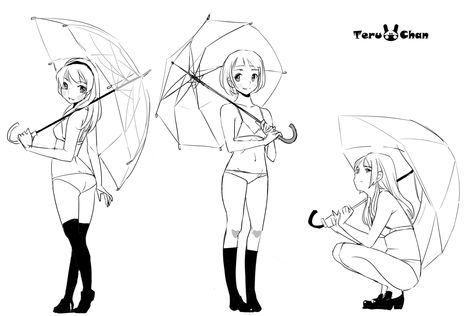 Umbrella Pose Reference Drawing, Poses Umbrella, Poses With Umbrella, Umbrella Drawing, Manga Drawing Tutorials, Umbrella Art, Body Reference Drawing, Anatomy Poses, Body Reference Poses