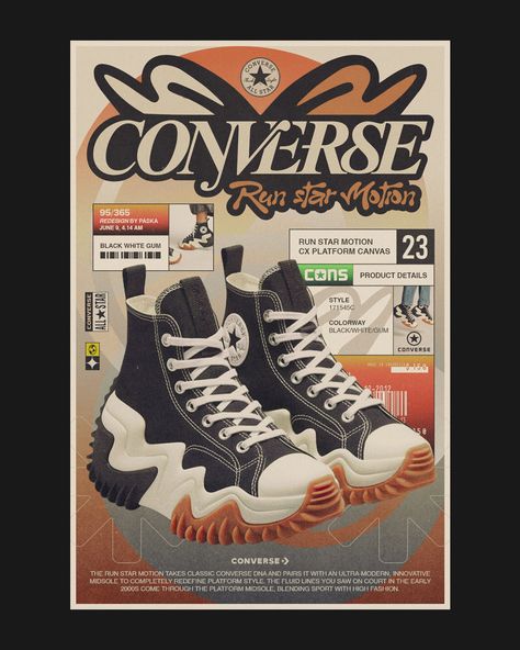 REDESIGN 95/365 [CONVERSE RUN STAR MOTION] Yesterday, I created a poll on my Instagram story to choose which of my previous posters to redesign, and this one received the most votes. Thank you, and I hope you enjoy the new design! #digitalarchive #archivesarea #typography #youaretypography #type01 #typosters #converse Converse Runstar Motion, Converse Poster, Poster Portfolio, Instagram Polls, Converse Run Star Motion, Motion Poster, Japanese Poster Design, Converse Run, Converse Run Star