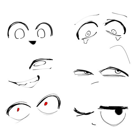 Cartoony Artstyle Reference Eyes, Dot Eyes Drawing, Cartoon Male Eyes, Cartoon Eyes Reference, Draw A Eye, Eyes Drawing Cartoon, Drawing Face Expressions, Eye Drawing Tutorials, Really Cool Drawings