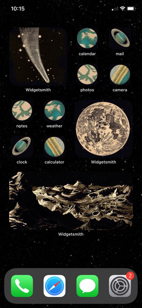 Space Home Screen Wallpaper, Space Phone Widgets, Cool Iphone Theme, Space Theme Widgets, Space Themed Phone Widgets, Greek Mythology Phone Layout, Moon Themed Home Screen, Star Iphone Theme, Astrology Iphone Theme