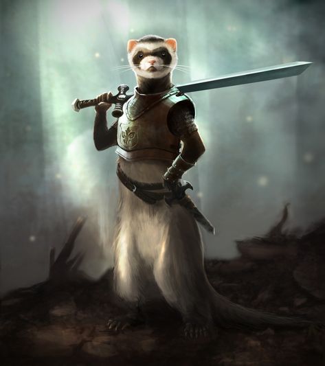 A Ferret, Fantasy Races, Dungeons And Dragons Characters, Fantasy Warrior, Fantasy Rpg, Fantasy Inspiration, Magical Creatures, Dnd Characters, Fantasy Artwork