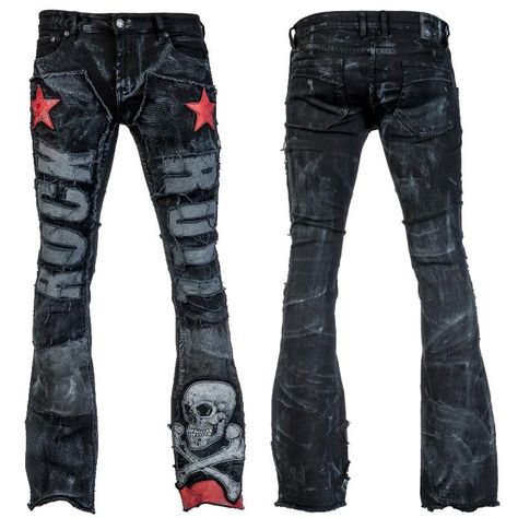 you know... for when you are feeling like a Rock Star www.wornstar.com Wornstar Clothing, Custom Pants, Rocker Outfit, Black Denim Pants, Flannel Lined Jeans, Diy Jeans, Custom Jeans, Skull Clothing, Rock Outfits