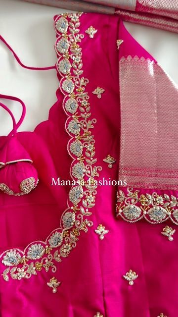 Magam Blouse Designs Latest, Latest Maggam Works, Latest Thread Work Blouse Designs, Muggum Work Blouse Designs, Pink Blouse Work Designs Pattu, Batch Work Blouse Designs, Purple Colour Blouse Designs, Silver Jari Work Blouse Design, Magam Work Blouses Latest Simple